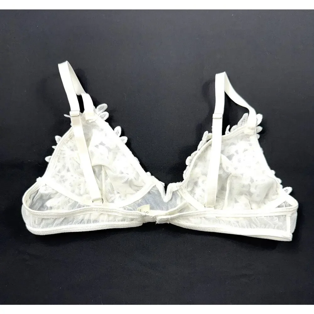 White Triangle Lace Bralette Sz S